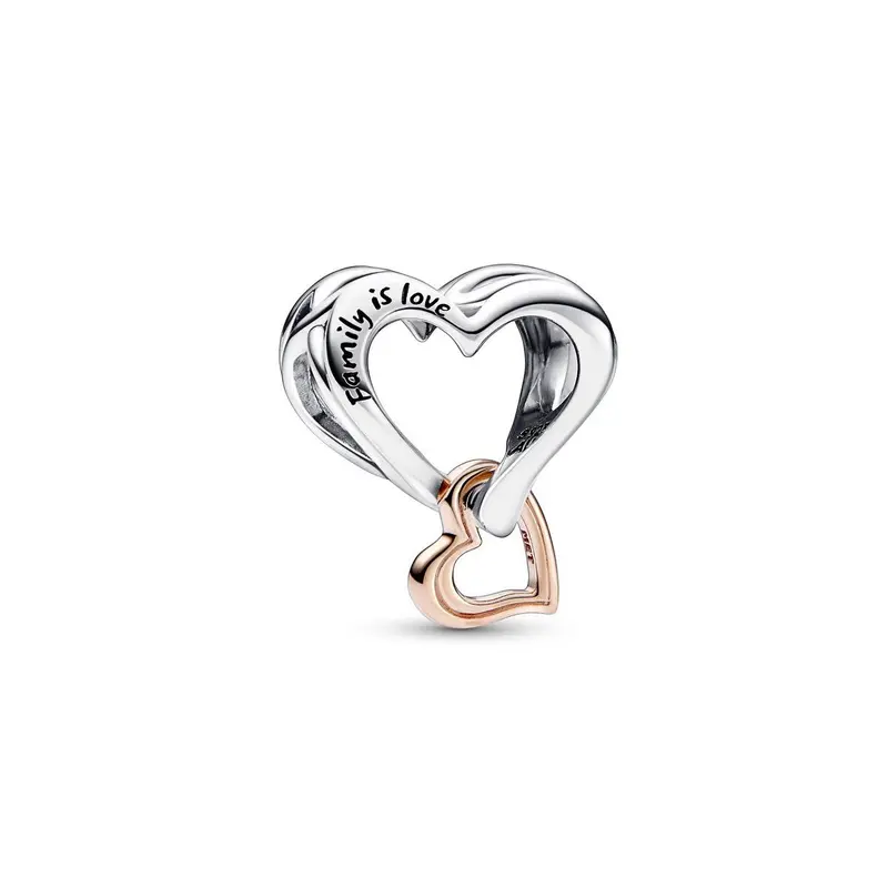Pandora Tweekleurige Opengewerkte Oneindigheid Hart Bedel bicolor zilver en roségoudverguld 782642C00