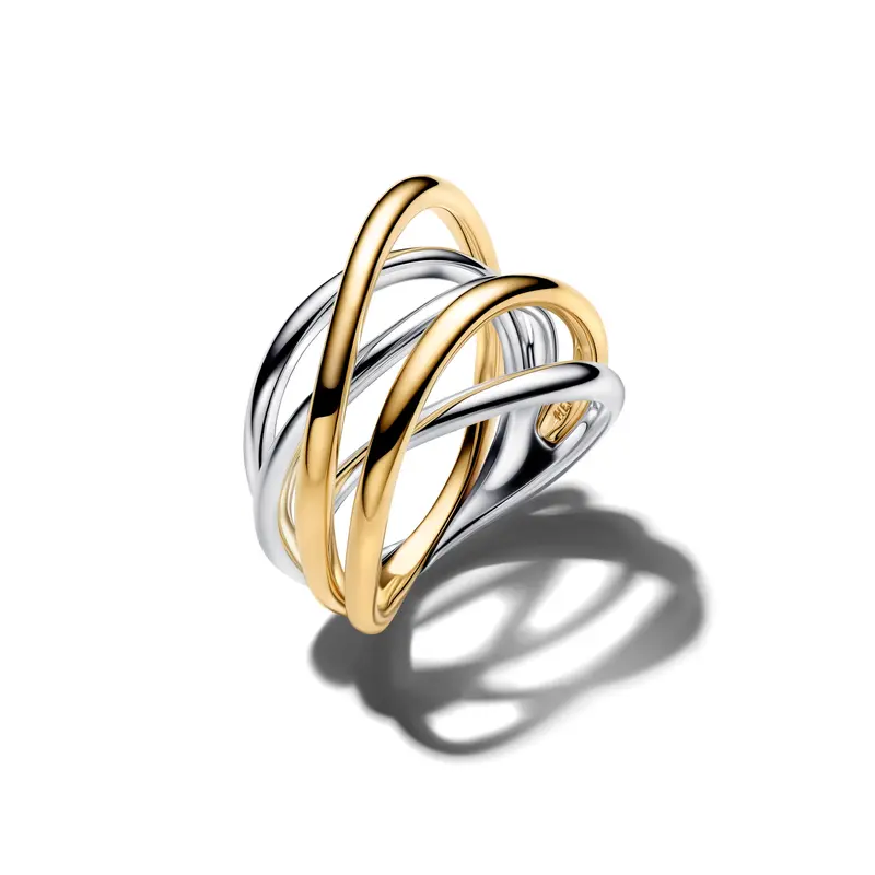 Pandora Tweekleurige Verstrengelde Band Ring bicolor zilver en goudverguld 164673C00