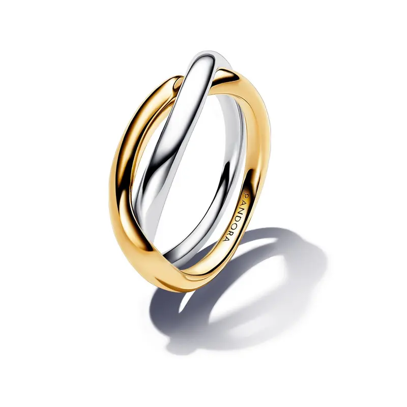 Pandora Tweekleurige Verstrengelde Banden Ring bicolor zilver en goudverguld 163262C00