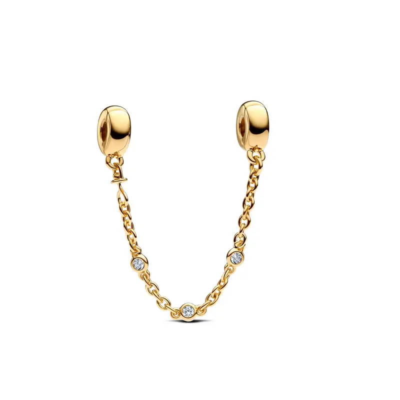 Pandora Veiligheidsketting met drie heldere stenen goudverguld 763515C01