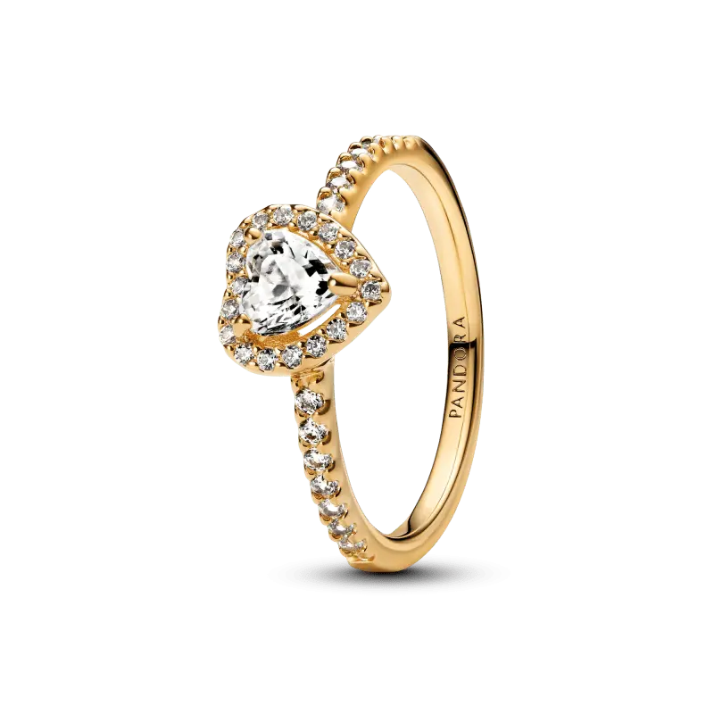 Pandora Verhoogd Hart Ring Klassiek goudverguld 168421C01