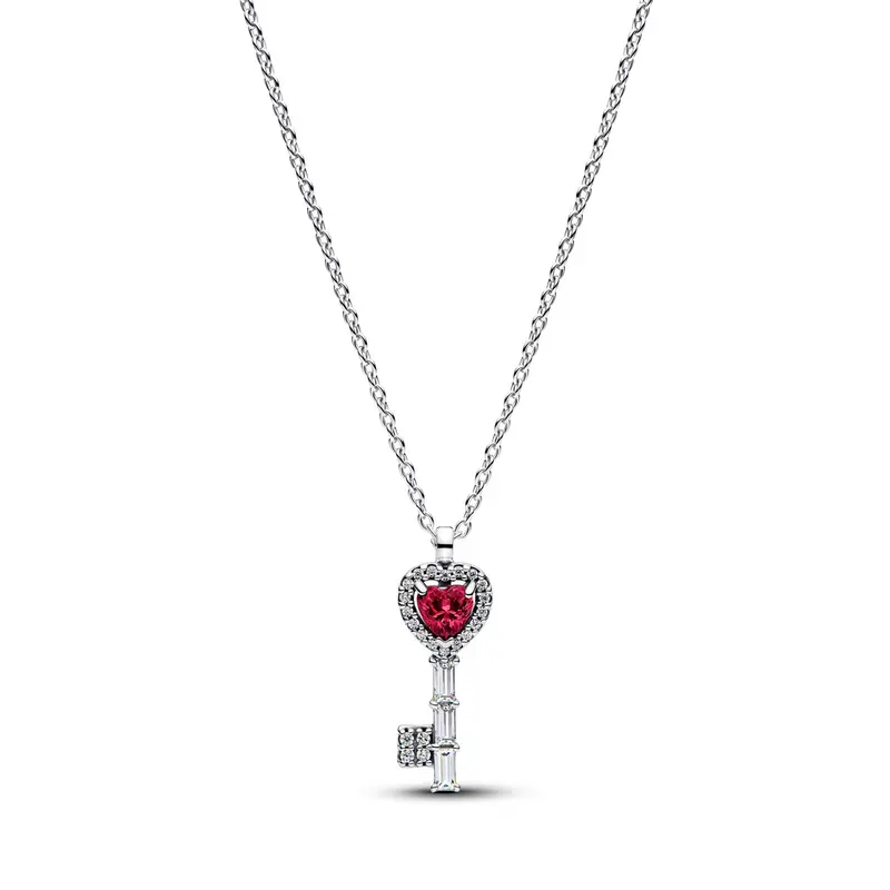 Pandora Verhoogd Hart Sleutel Halsketting zilver 394392C01