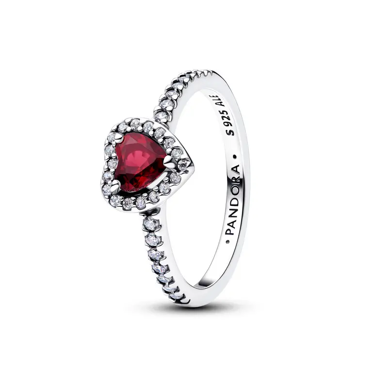 Pandora Verhoogde Fuchsia Roos Hart Ring zilver 198421C13