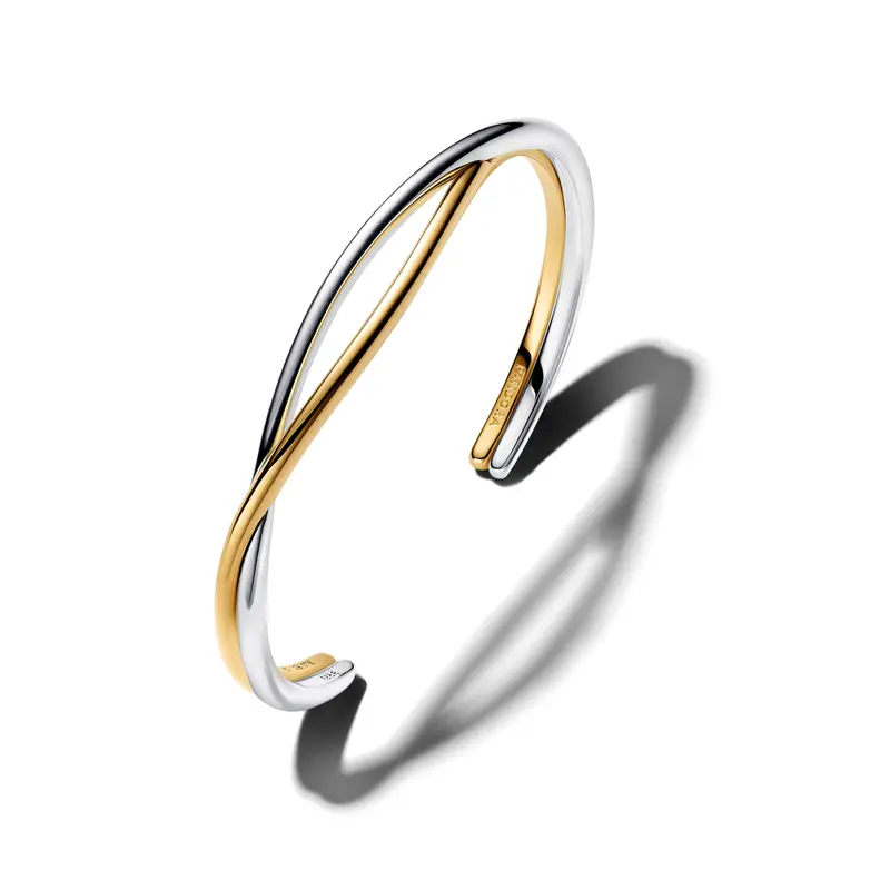 Pandora Verstrengelde Tweekleurige Open Bangle bicolor zilver en goudverguld 564656C00