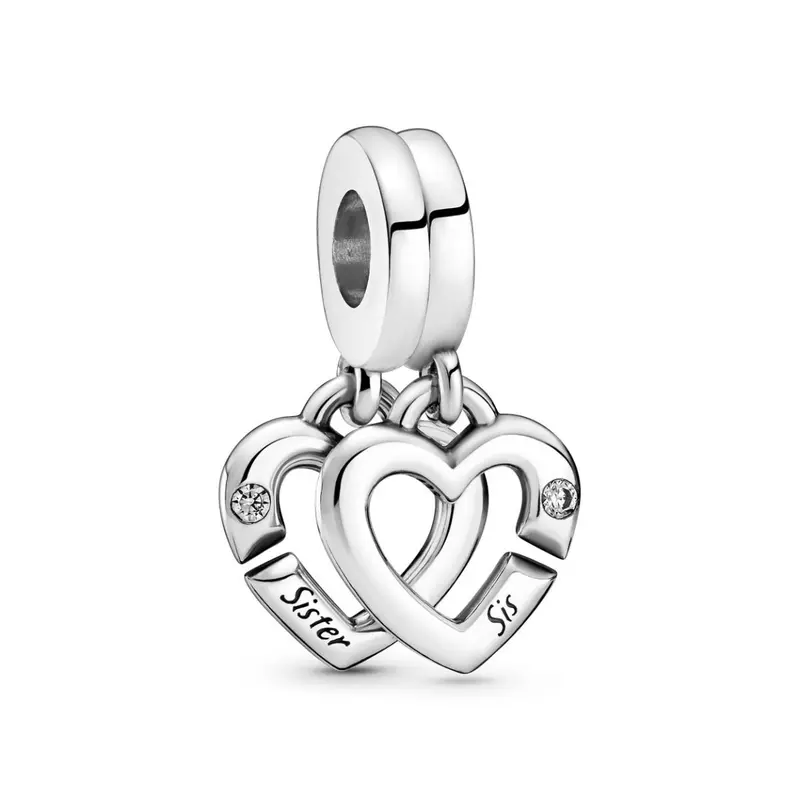 Pandora Verstrengelde Zussenharten Deelbare Hangende Bedel zilver 799538C01