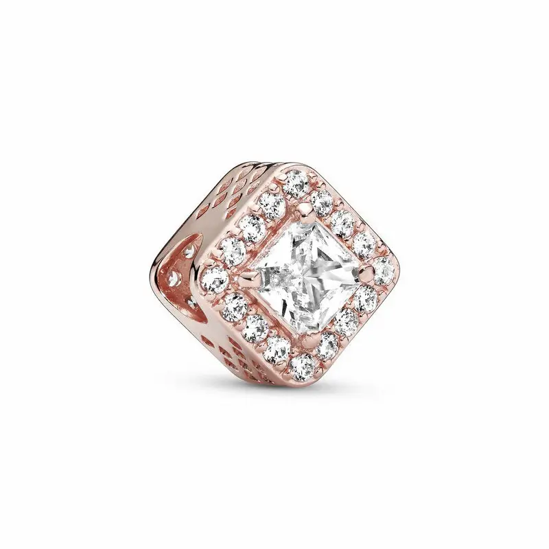 Pandora Vierkante Sprankelende Bedel Rosé roségoudverguld 786206CZ
