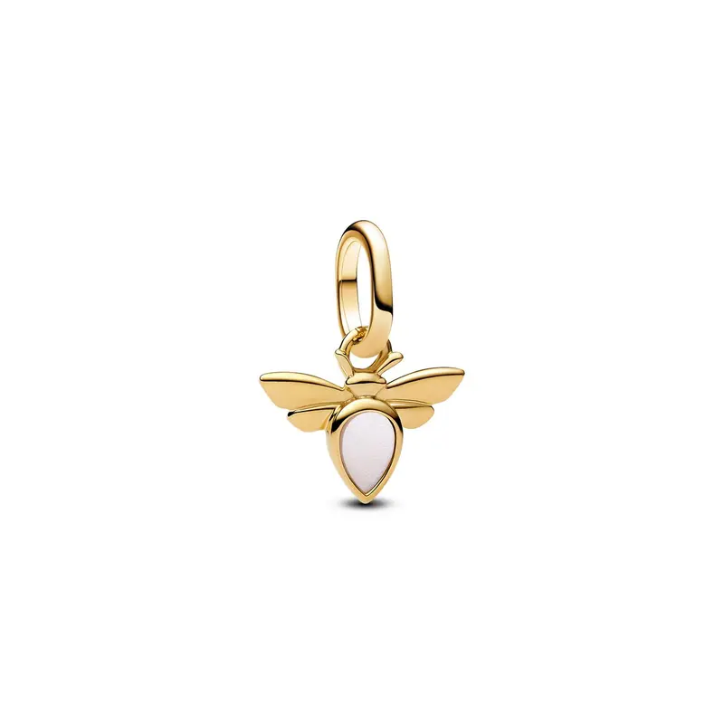 Pandora Witte Bij Mini Hangende Bedel goudverguld 763826C01