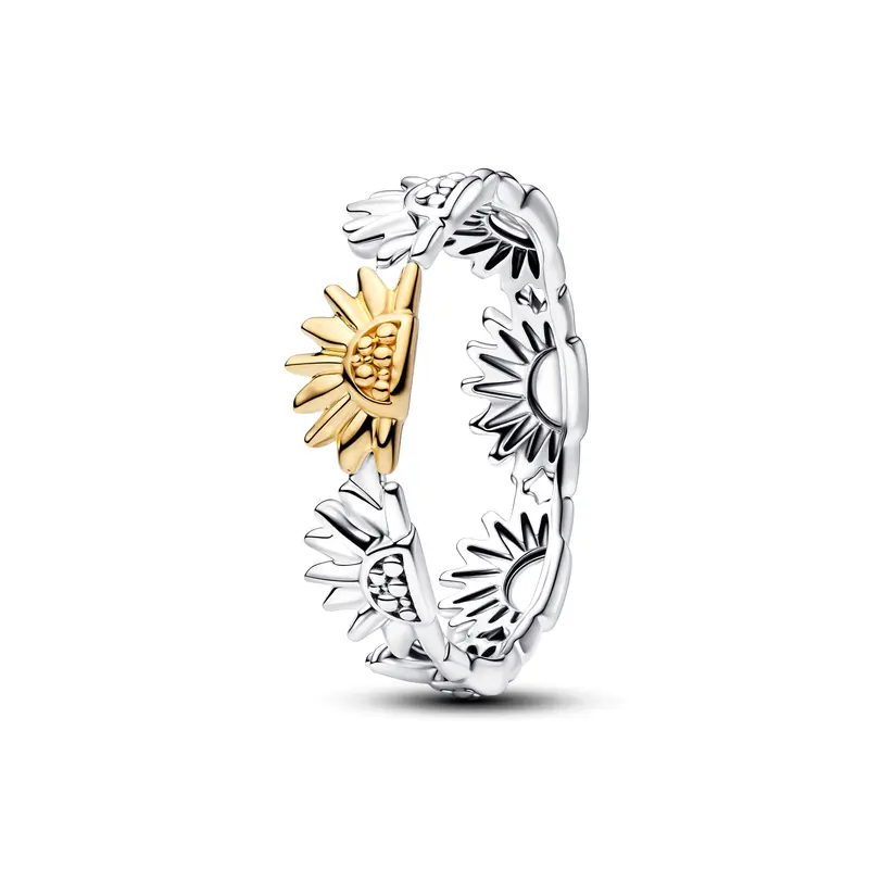 Pandora Zonnebloem Tweekleurige Band Ring bicolor zilver en goudverguld 164702C00