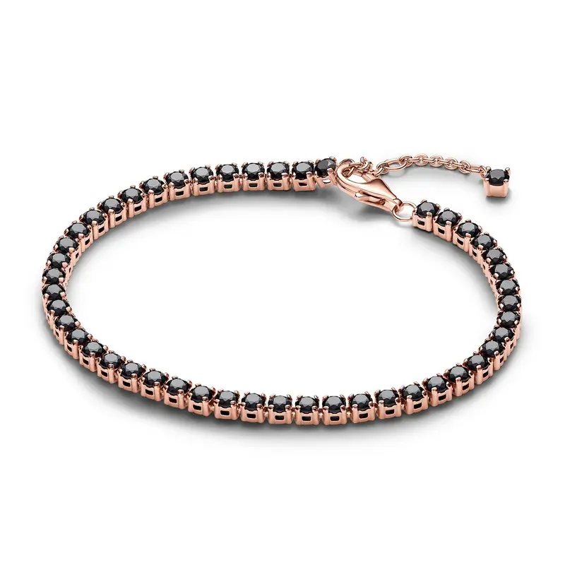 Pandora Zwarte Sprankelende Tennis Armband roségoudverguld 581469C02