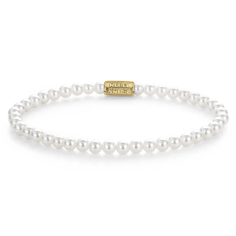 Pearl Gem Gold - 4mm - Kralen Armband Dames