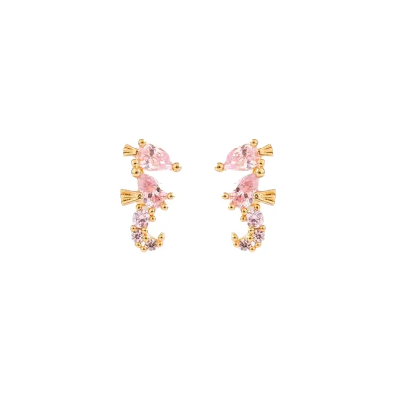 Pink seahorse studs