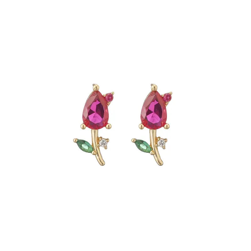 Pink tulip studs