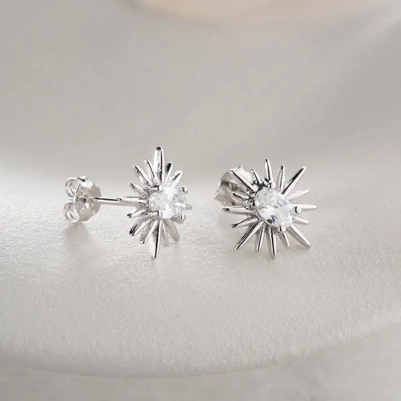 Poolster Oorbellen met Zirkonia | 925 Zilver