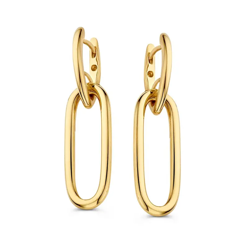 Prachtige Gouden Oorringen met Grove, Hangende Schakels – Statement Accessoire