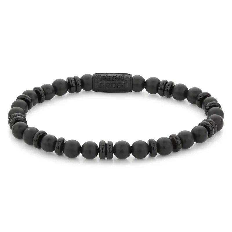 Rebel & Rose Black 6mm Armband RR-60107-B – Zwart
