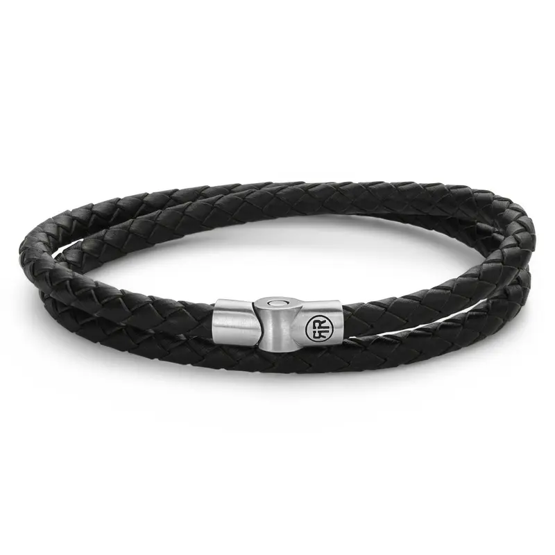 Rebel & Rose Full Metal Leather 10mm Armband RR-M0038-S – Zwart