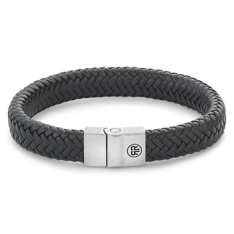 Rebel & Rose Full Metal Leather 12mm Armband RR-M0019-S – Geen Steen
