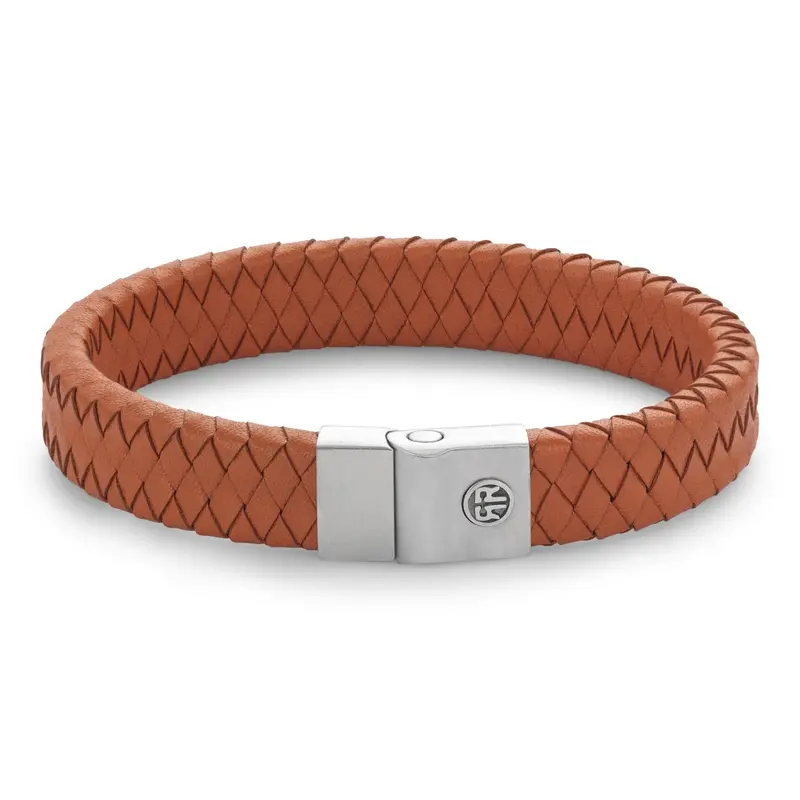 Rebel & Rose Full Metal Leather 12mm Armband RR-M0051-S – Geen Steen