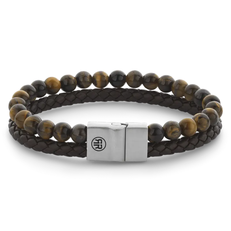 Rebel & Rose Full Metal Leather 12mm Armband RR-M0058-S – Geen Steen