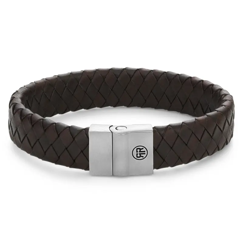Rebel & Rose Full Metal Leather 15mm Armband RR-M0034-S – Geen Steen