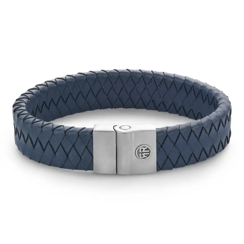 Rebel & Rose Full Metal Leather 15mm Armband RR-M0049-S – Geen Steen