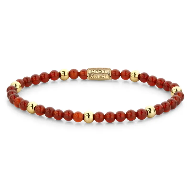 Rebel & Rose More Balls Than Most 4mm Armband RR-40044-G – Rood/goud-kleur