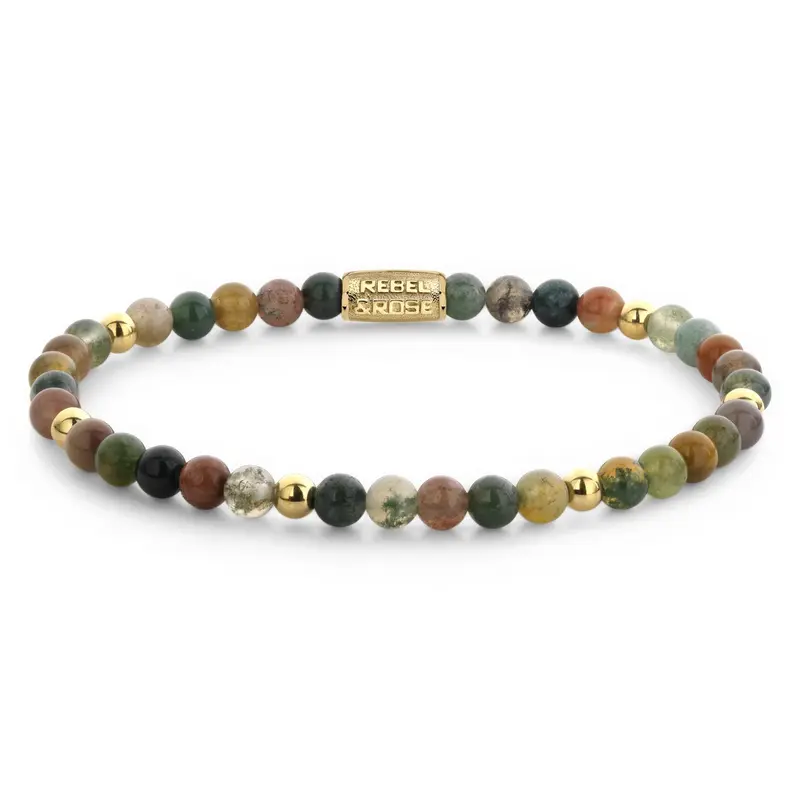 Rebel & Rose More Balls Than Most 4mm Armband RR-40046-G – Groen met beige/pastel kleuren