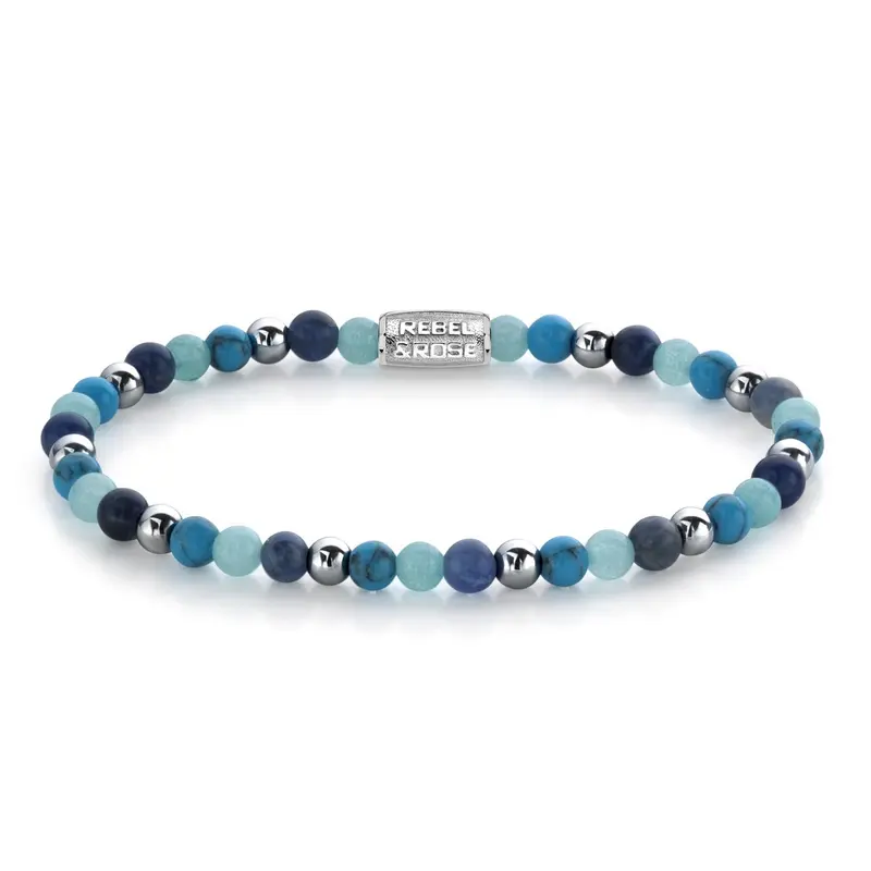 Rebel & Rose More Balls Than Most 4mm Armband RR-40054-S – Blauw/Zilverkleurig/Turquoise