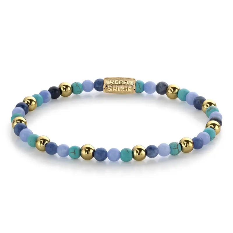 Rebel & Rose More Balls Than Most 4mm Armband RR-40055-G – Turquoise, Blauw, Geelgoud