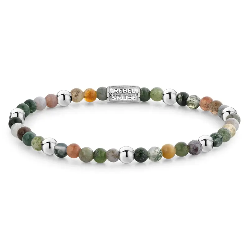 Rebel & Rose More Balls Than Most 4mm Armband RR-40084-S – Groen met beige/pastel kleuren