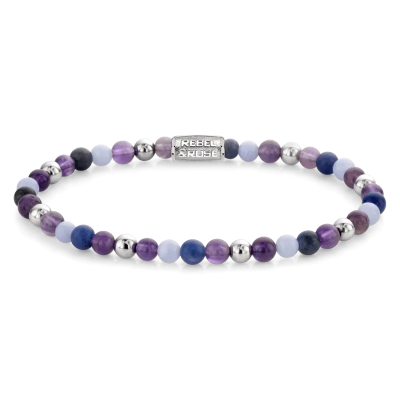 Rebel & Rose More Balls Than Most 4mm Armband RR-40102-S – Blauw/Violet/Zilver-kleur