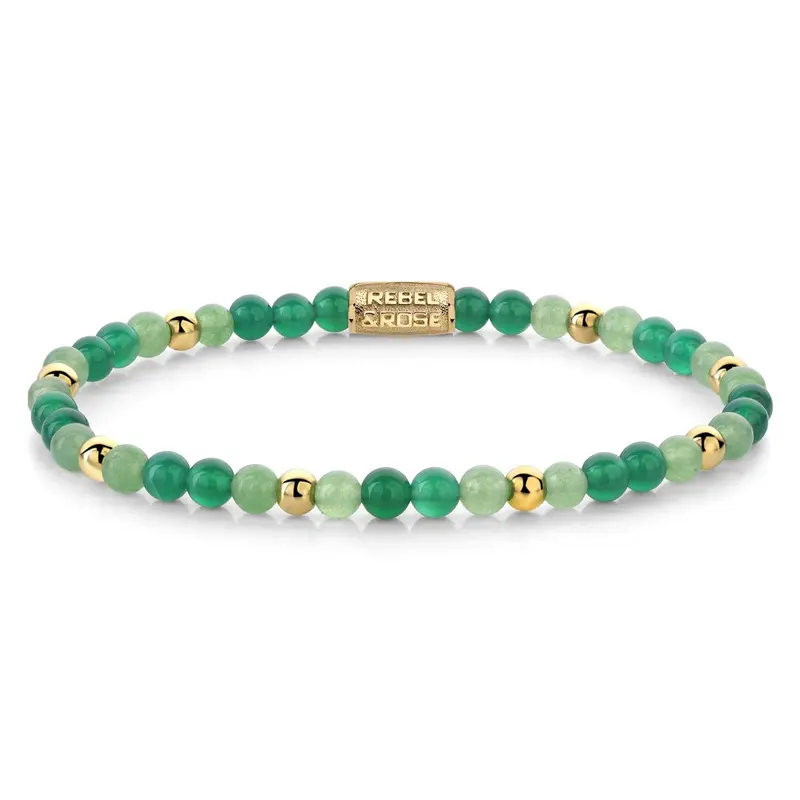 Rebel & Rose More Balls Than Most 4mm Armband RR-40122-G – Groen/Goud-kleur