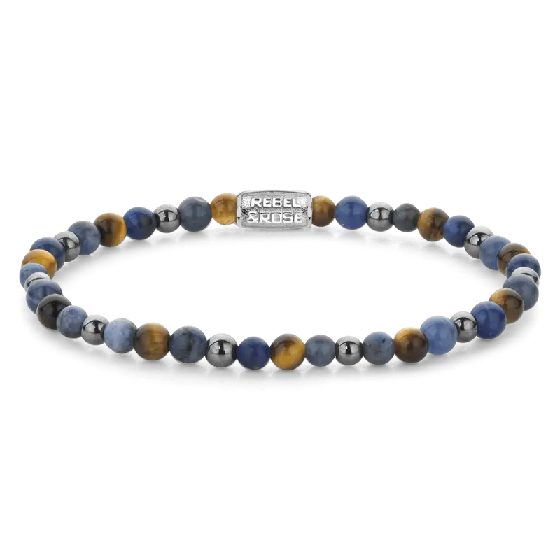 Rebel & Rose More Balls Than Most 4mm Armband RR-40132-S – Blauw/Bruin/Grijs