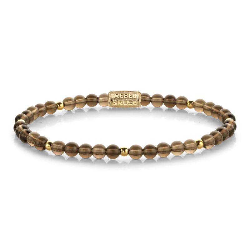 Rebel & Rose More Balls Than Most 4mm Armband RR-40190-G – Bruin/Goudkleurig