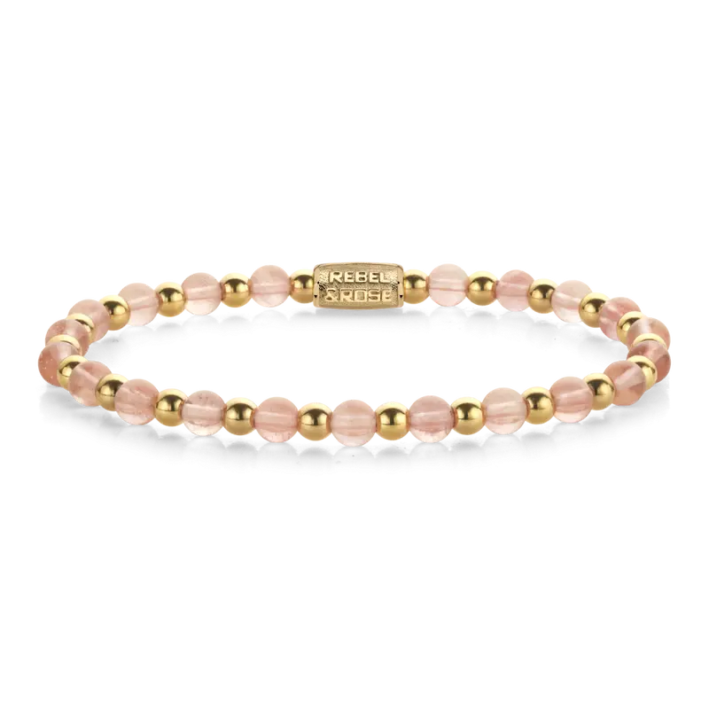 Rebel & Rose More Balls Than Most 4mm Armband RR-40192-G – Roze/Goudkleurig