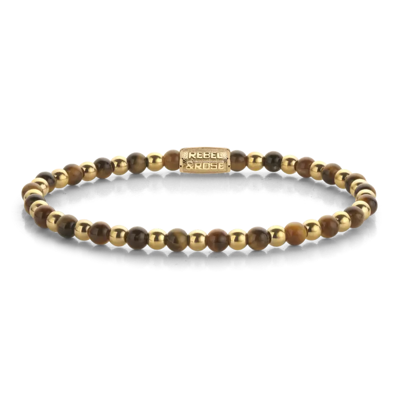 Rebel & Rose More Balls Than Most 4mm Armband RR-40193-G – Bruin/Goudkleurig
