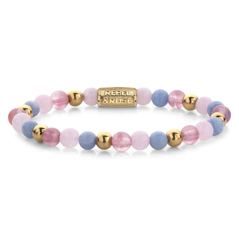 Rebel & Rose More Balls Than Most 6mm Armband RR-60055-G – Roze/Geelgoud