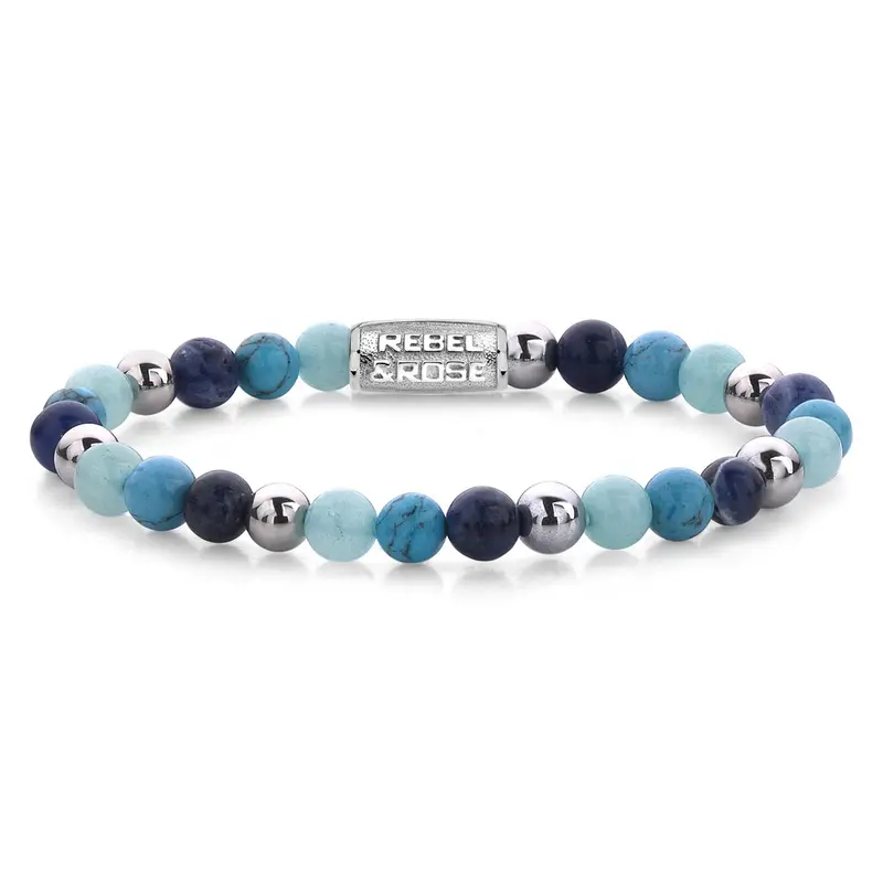 Rebel & Rose More Balls Than Most 6mm Armband RR-60056-S – Blauw/Zilverkleur