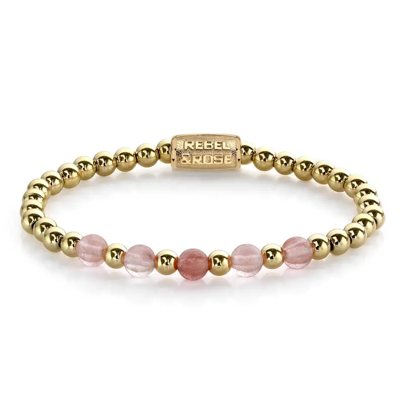 Rebel & Rose More Balls Than Most 6mm Armband RR-60081-G – Roze/geelgoud