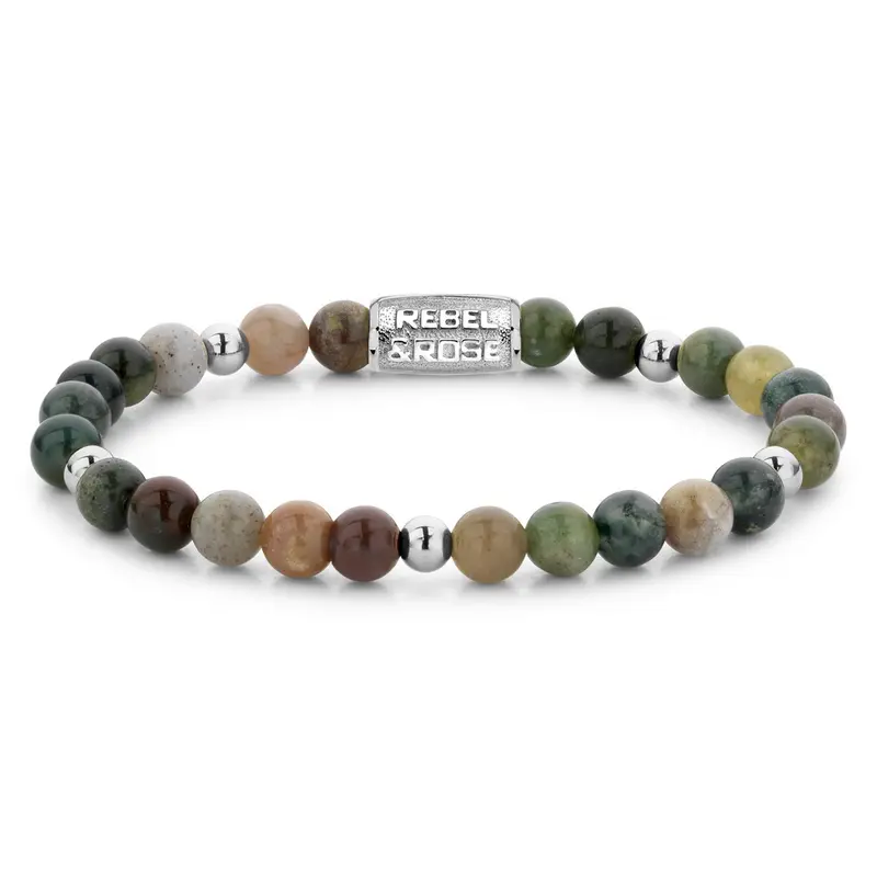 Rebel & Rose More Balls Than Most 6mm Armband RR-60123-S – Groen met beige/pastel kleuren
