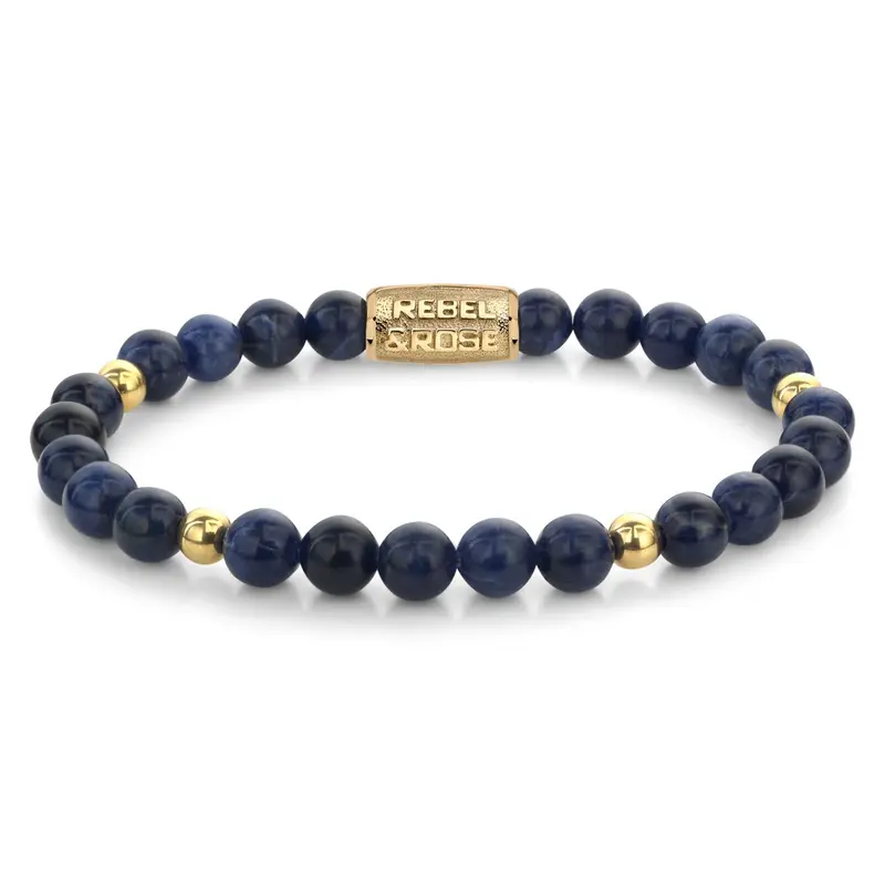 Rebel & Rose More Balls Than Most 6mm Armband RR-60137-G – Blauw, goud