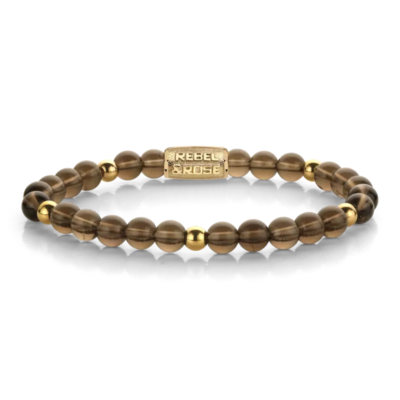 Rebel & Rose More Balls Than Most 6mm Armband RR-60161-G – Bruin/Goudkleurig