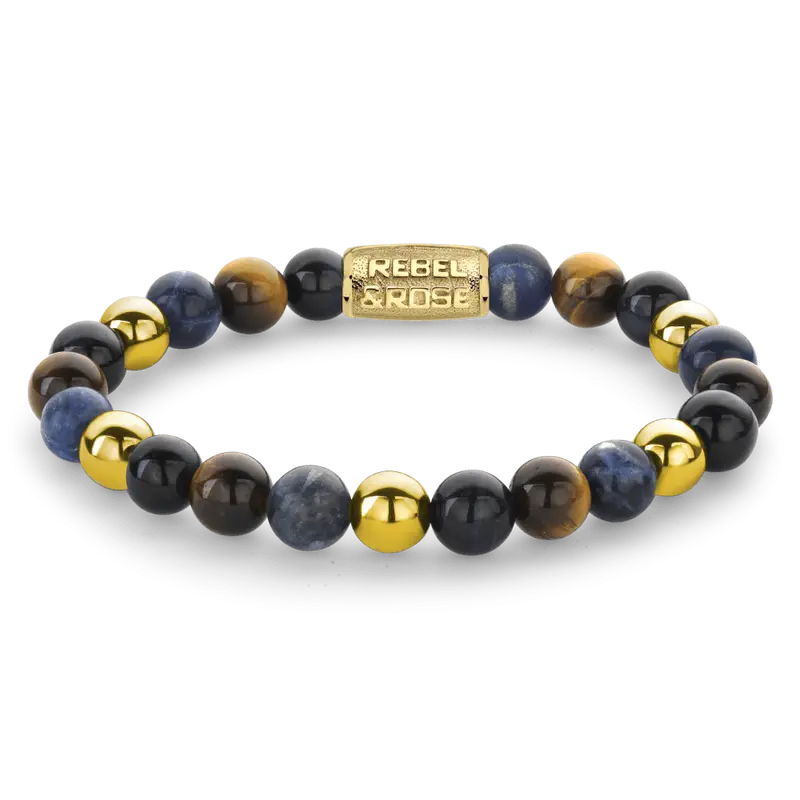 Rebel & Rose More Balls Than Most 8mm Armband RR-80101-G – Blauw/Bruin/Grijs