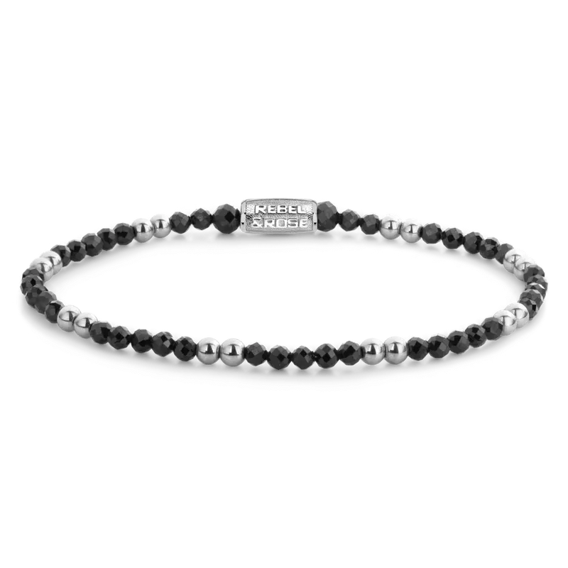 Rebel & Rose Stones Only 3mm Armband RR-30005-S – Zwart, zilverkleurig