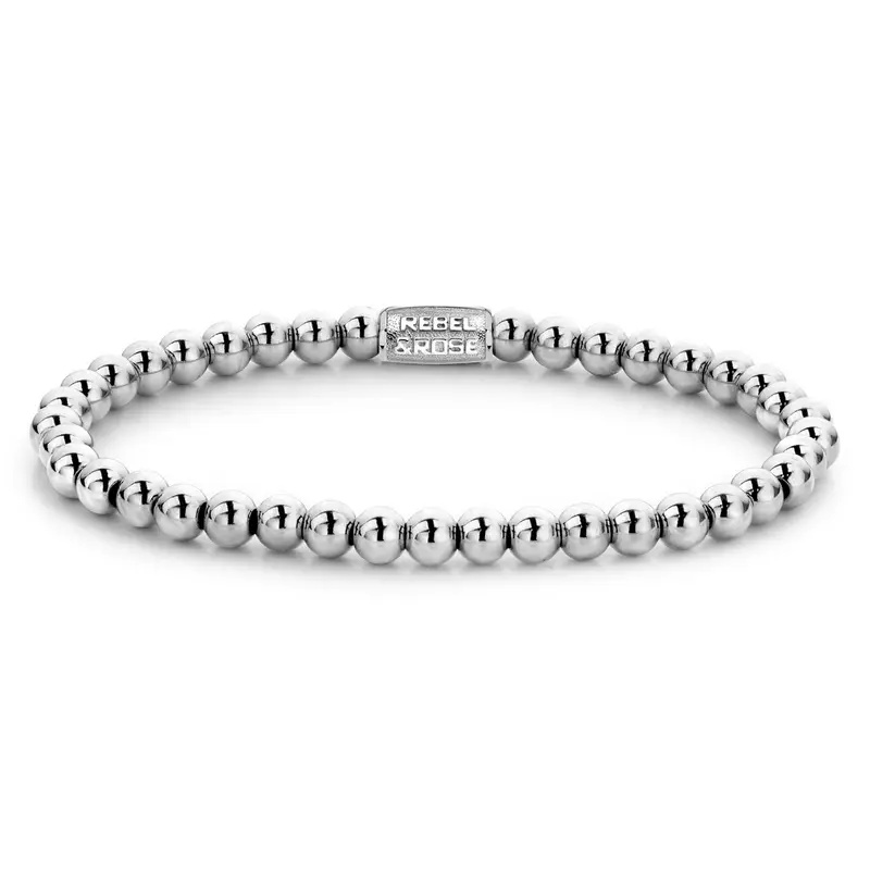 Rebel & Rose Stones Only 4mm Armband RR-40040-S – Zilvergrijs/glimmend
