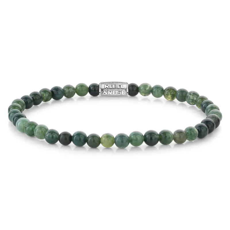 Rebel & Rose Stones Only 4mm Armband RR-40124-S – mosgroen deels doorzichtig