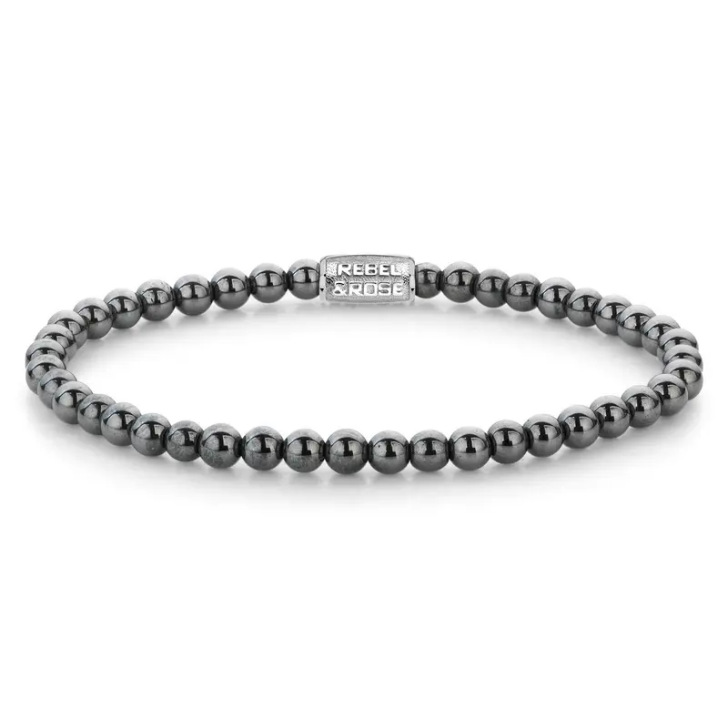 Rebel & Rose Stones Only 4mm Armband RR-40131-S – Zwartgrijs/antraciet