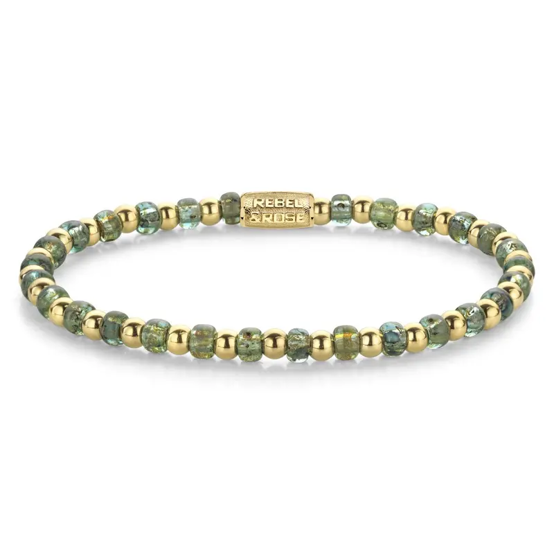 Rebel & Rose Stones Only 4mm Armband RR-40145-G – Groen, Goud