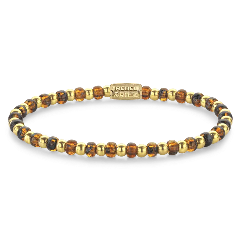 Rebel & Rose Stones Only 4mm Armband RR-40146-G – Bruin, Goud