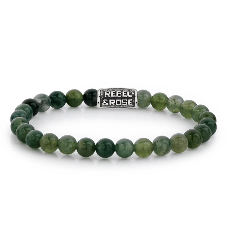 Rebel & Rose Stones Only 6mm Armband RR-60114-V – mosgroen deels doorzichtig
